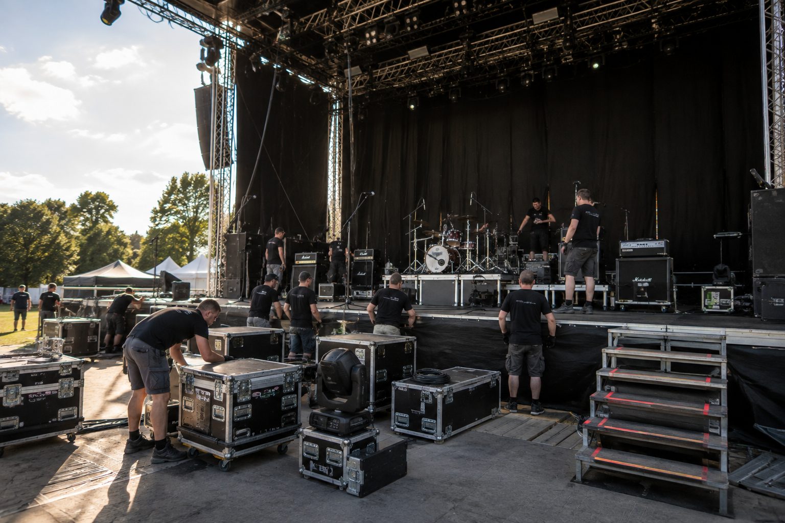Installation du backline et du plateau